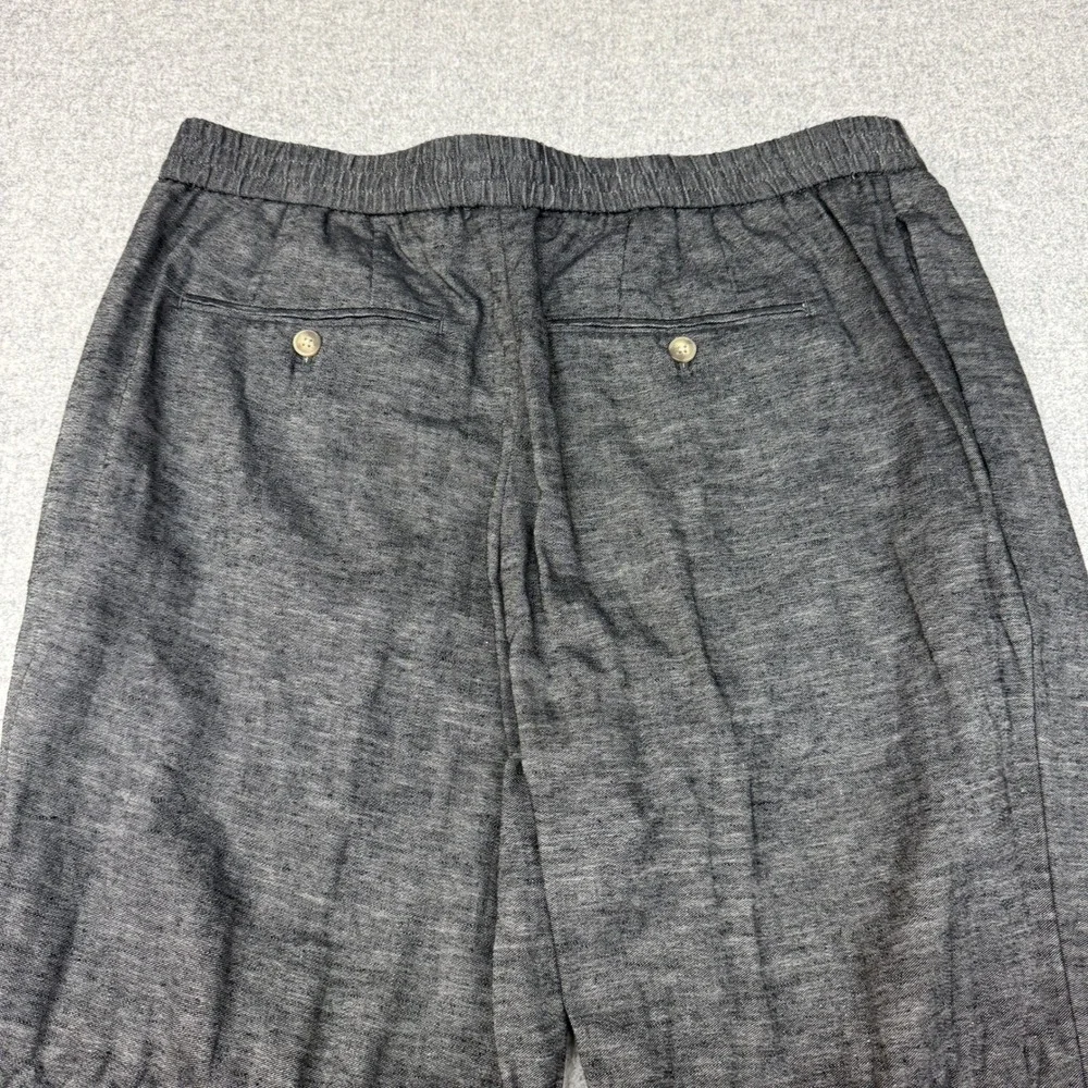 H&M Relaxed Fit Trousers Size L Gray Elastic Waist Casual Straight Leg Pants